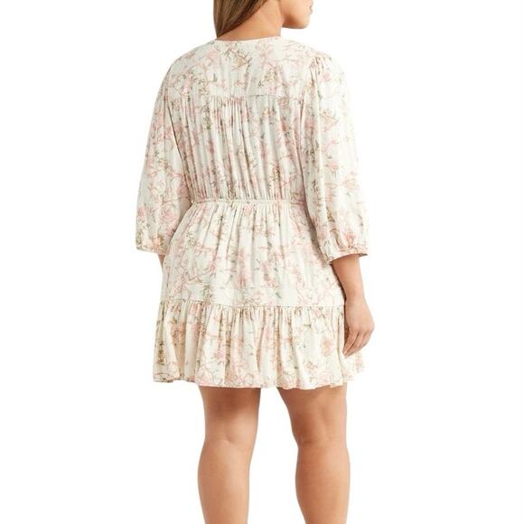 Treasure&Bond Ivory Floral Print Ruffle Hem Minidress NWT - 2X - Picture 4 of 5